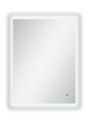 Зеркало Континент "Meridian White Led", 60х80 см, с LED/ЛЕД-подсветкой, цвет рамы белый, прямоугольное, выключатель бесконтактный, для ванны, навесное/подвесное/настенное