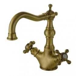 Смеситель для раковины Migliore Arcadia, двухвентильный, поворотный, длина 161 мм, керамический, латунь, цвет бронза