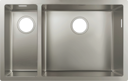 Мойка кухонная Hansgrohe 180/450, S71, S719-U655, две чаши, 70,5х45х19 см, встраиваемая снизу/под столешницу, нержавеющая сталь, прямоугольная, цвет нержавеющая сталь, без отверстия под смеситель