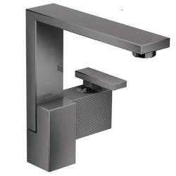 Смеситель для раковины/умывальника Axor Edge 190, однорычажный, с алмазной огранкой, фиксированный излив, длина излива 17,5 см, керамический, латунь, цвет полированный черный хром, со сливным клапаном Push-Open