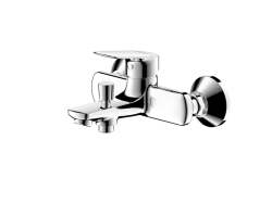 Смеситель для ванны/душа Bravat Rhein, настенный, однорычажный, неповоротный, длина 166 мм, керамический, латунь, цвет хром