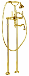 Смеситель для ванны/душа Cezares First, напольный, двухвентильный, поворотный, длина 235 мм, керамический, латунь, цвет золото 24 карат