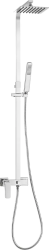 Душевая система настенная Deante HIACYNT, 900-1200 мм, цвет хром, комплект: однорычажный смеситель/тропический душ (с верхней лейкой)/лейка/стойка/шланг, латунь