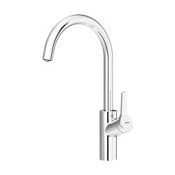 Смеситель для кухни/мойки Damixa Eclipse однорычажный, с каналом питьевой воды, керамический, с высоким изливом, длина 205 мм, поворотный, нержавеющая сталь, цвет хром