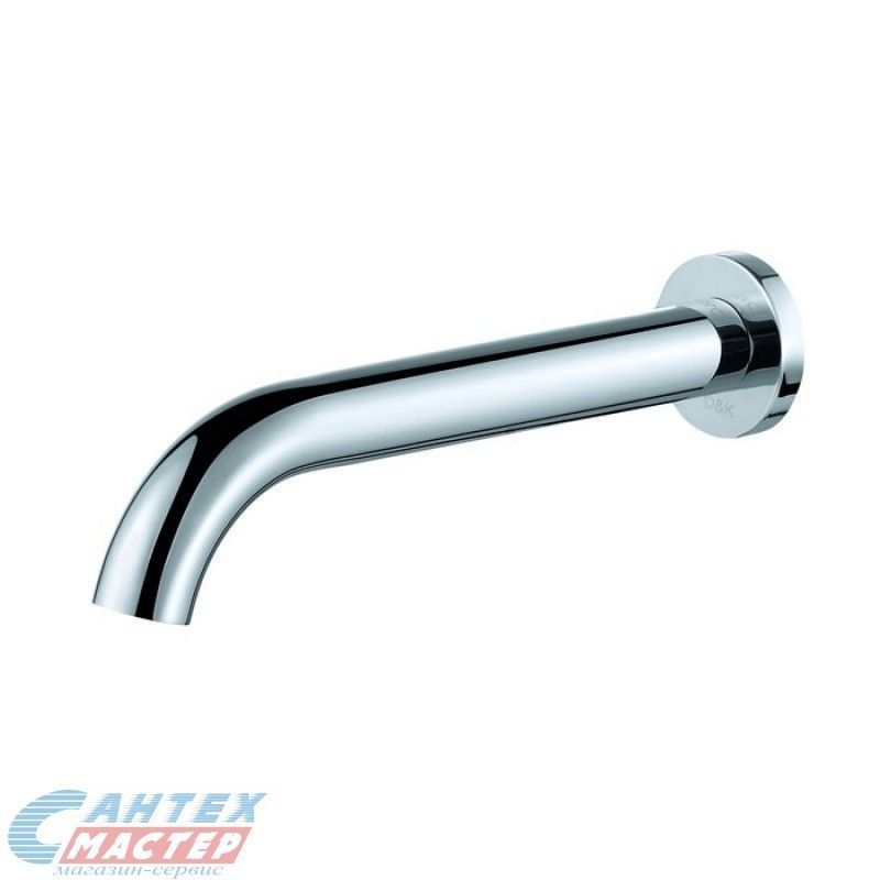 Излив D&K 200 мм настенный, латунь, хром, округлый, с аэратором, l-образный, встраиваемый/встроенный, для смесителя/ванны/ванной/душевой