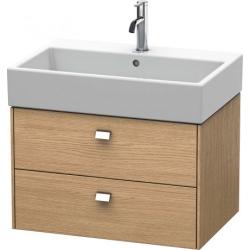 Тумба под раковину Duravit Brioso, 68,4х45,9х44,2 см, подвесная, 2 выдвижных ящика, ДСП, цвет: дуб европейский/хром, шкафчик навесной, механизм доводчика, прямоугольная, правая/левая, в ванную комнату