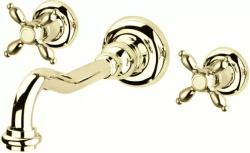 Смеситель для раковины Cezares Nostalgia, встраиваемый, двухвентильный, длина излива 215 мм, неповоротный, керамический, латунь, цвет золото