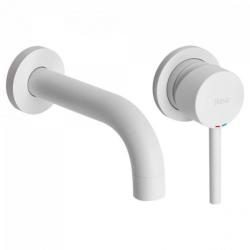 Смеситель для раковины/умывальника REA LUNGO однорычажный, настенный, скрытый монтаж, неповоротный, длина излива 150 мм, латунь, цвет белый матовый