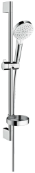 Душевой гарнитур Hansgrohe Crometta Vario Unica 65 см, комплект: ручной душ/душевая штанга/шланг для душа/ползунок/мыльница, пластиковый, цвет хром/белый, наружного монтажа, настенный, для душа/ванной