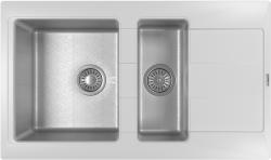 Мойка кухонная Florentina Комби 860K 86х51х23/17 см, накладная/встраиваемая сверху, две чаши, искусственный мрамор/нержавеющая сталь, литьевая, прямоугольная, цвет жасмин, без отверстия под смеситель, слив-перелив