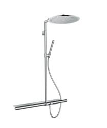 Душевая система Axor ShowerSolutions Showerpipe 800 1jet, высота 104,4 см, цвет: хром, комплект: верхний душ/термостат для душа/ручной душ/штанга для душа/держатель для душа, наружного монтажа, настенная, латунная