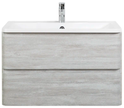 Тумба под раковину BelBagno Albano 80, 80х45х52 см, подвесная, 2 выкатных ящика, МДФ, цвет: белый винтажный дуб, шкафчик навесной, механизм доводчика, прямоугольная