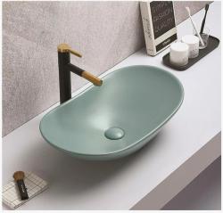 Раковина для ванной CeramaLux NC 7811AMLG-6 61,5х15,5х36 накладная, овальная, керамическая/фарфоровая, цвет зеленый, без отверстия под смеситель, без слива-перелива