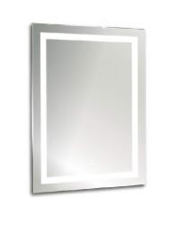 Зеркало Azario Рига, 60х80 см, с LED/ЛЕД-подсветкой, с диммером, с подогревом, часы, прямоугольное, выключатель сенсорный, для ванны, навесное/подвесное/настенное