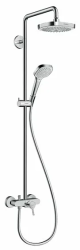 Душевая система Hansgrohe Croma Select Е Showerpipe 180 2jet, высота 114,1 см, цвет хром/белый, комплект: верхний душ/ручной душ/однорычажный смеситель для душа/штанга для душа/держатель для душа/душевой шланг, наружного монтажа, настенная