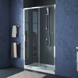 Душевая дверь Bravat Drop, 120х200 см, прозрачное стекло/профиль хром, в нишу, универсальная модификация, прозрачное закаленное стекло, раздвижная, профиль хром