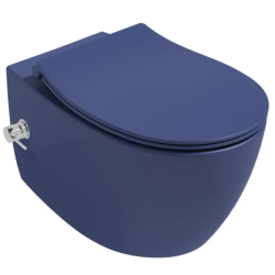 Унитаз подвесной ISVEA Sentimenti Neo, с функцией биде, 363х510х340 мм, цвет: синий матовый, горизонтальный (в стену) выпуск, без сиденья, безободковый, антивсплеск, под скрытый бачок