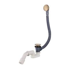 Слив-перелив Raglo R600.31.03 для ванны, 600 мм, готовый набор, с сифоном, латунь/пластик, цвет сатин золотой, автомат