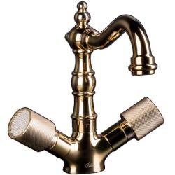 Смеситель для раковины/умывальника Boheme Royal Cristal, двухвентильный, поворотный, керамический, длина излива 150 мм, латунь, цвет золото