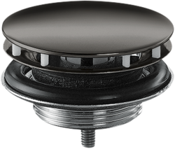 Донный клапан Axor, для раковины незапираемый, нержавеющая сталь, круглый, с переливом, цвет: полированный черный хром, с фиксированной крышкой, классический/стандартный