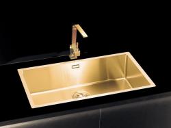 Мойка кухонная ALVEUS QUADRIX MONARCH 60 BRONZE 79х45х20 см, слив 90, врезная вровень со столешницей, нержавеющая сталь с PVD покрытием, прямоугольная, цвет бронза, без отверстия под смеситель