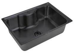 Мойка кухонная ZorG Штамп Grafit, 65х45х20 см, нержавеющая сталь, прямоугольная, цвет: графит, с отверстием под смеситель, без крыла, слив-перелив, врезная