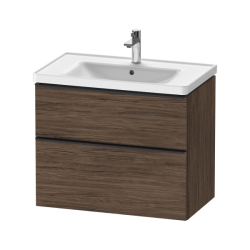 Тумба под раковину Duravit D-Neo, 78,4х45,2х62,5 см, подвесная, 2 выдвижных ящика, ДСП, цвет: орех темный, шкафчик навесной, прямоугольная, правая/левая, для раковины D-Neo # 236980, в ванную комнату