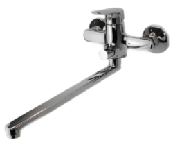 Смеситель для ванны/душа Osgard Brut, однорычажный, настенный, поворотный, латунный, длинный излив, длина излива 400 мм, керамический, цвет хром