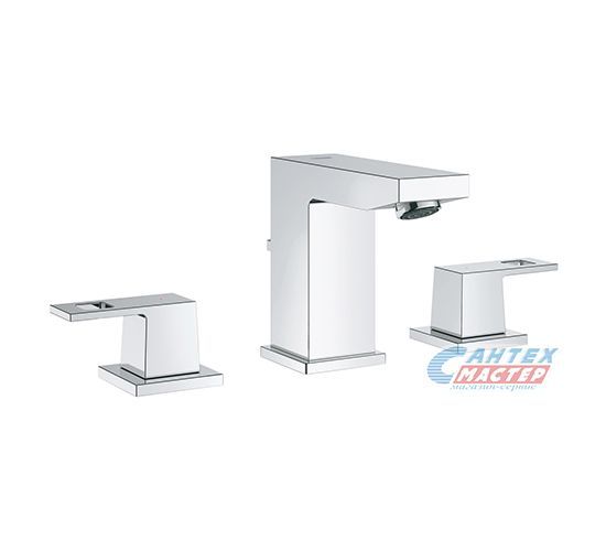 Смеситель для раковины Grohe Eurocube трехсекционный, встраеваемый, рычажный, излив короткий, длина 97 мм, керамический, латунь, цвет хром, без донного клапана