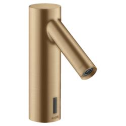 Смеситель для раковины AXOR Starck 90, электронный, сенсорный, инфракрасный, фиксированный излив, длина 10,3 см, латунь, цвет шлифованная бронза, питание от сети 230V, без регулировки температуры