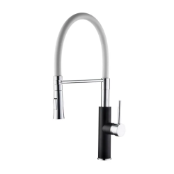 Смеситель для кухни/мойки Accoona, однорычажный, поворотный/гибкий, керамический, длина излива 263 мм, латунь, цвет черный/белый