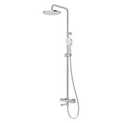 Душевая система Cezares Stylus высота 1507 мм, цвет хром, комплект: однорычажный смеситель/поворотный излив/тропический душ (с верхней лейкой)/стойка/лейка/шланг, наружного монтажа
