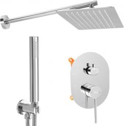 Душевая система встраиваемая REA OVAL, цвет хром, комплект: смеситель/тропический душ (с верхней лейкой)/лейка/шланг, скрытого монтажа