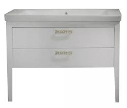 Тумба с раковиной Azario VERONA 105, 100,5х46х85 см, напольная, 2 выдвижных ящика, МДФ/ЛДСП, прямоугольная, цвет-белый/золото /раковина Luxury 105, прямоугольная, цвет белый