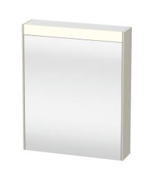 Зеркальный шкаф Duravit Brioso, 62х76х14,8 см, подвесной, цвет: серо-коричневый, зеркало с подсветкой LED/ЛЭД, выключатель/розетка, с 1 распашной дверцей/одностворчатый, 2 стеклянные полки, прямоугольный, правый