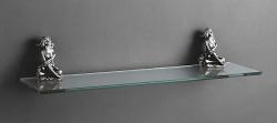 Полка стеклянная Art&Max Athena, настенная, латунь/стекло, форма прямоугольная, под зеркало в ванную/туалет/душевую кабину, цвет серебро