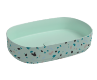 Раковина/умывальник ISVEA Infinity Terrazzo, 55х36 см, накладная, овальная, керамическая, цвет мятный матовый, без отверстия под смеситель, без слив-перелива, умывальник