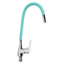 Смеситель для кухни/мойки Accoona, однорычажный, поворотный/гибкий, керамический, силиконовый излив, цинк, цвет зеленый/хром