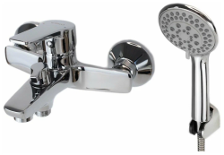 Смеситель для ванны/душа Esko Mexiko однорычажный, керамический, настенный, излив фиксированный 179 мм, латунь, цвет хром, короткий, универсальный, горизонтальный, рычажный, кран, комплект, сантехника, размер, характеристики, высота, расстояние