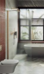 Душевая перегородка MaybahGlass, 195х69 см, сатиновое стекло/широкий профиль бронза, правая/левая, плоская (панель), из закаленного стекла, (ограждение без поддона) стеклянная, правосторонная/левосторонная, универсальная