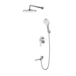 Душевая система Splenka S222.27.05 встраиваемая, цвет сатин, комплект: однорычажный смеситель/излив/тропический душ круглый (с верхней лейкой)/лейка/шланг, скрытый монтаж