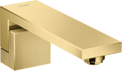 Излив для ванны Axor Edge, с алмазной огранкой, без переключателя на душ, настенный, неповоротный, латунь, цвет: полированное золото, квадратный, длина излива 19 см, встраиваемый/встроенный, для смесителя/ванны/ванной/душевой, без смесителя