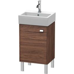 Тумба под раковину Duravit Brioso, 43,4х33,9х57 см, напольная, цвет: орех темный/хром, 1 распашная дверца/одностворчатая, стеклянная полка, ДСП, прямоугольная, левая, в ванную комнату
