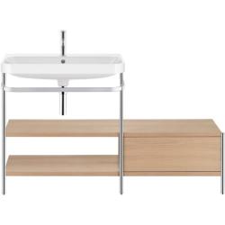 Консоль с раковиной Duravit Happy D.2 Plus c-bonded, 120х49х85 см, напольная, металл/ДСП 1 выдвижной ящик, 2 полки, левая, цвет: средиземноморский дуб /умывальник, цвет белый, керамика, 1 отверстие под смеситель