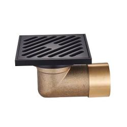 Сливной трап Raglo R606.10.06, боковой подвод, 100×100/50 мм решетка нержавеющая сталь, цвет черный, латунное колено