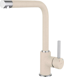Смеситель для кухни/мойки GranFest, однорычажный, керамический картридж, высокий, с поворотным изливом, длина 200 мм, латунь, цвет белый