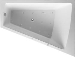 Ванна Duravit Paiova 170х130 см гидромассажная, пристенная, акриловая, цвет: белый, с рамой/сливом-переливом/фронтальной панелью, трапециевидная/угловая, с системой гидромассажа Combi-System E, c одним наклоном для спины, правая