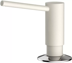 Встраиваемый дозатор Omoikiri ОМ-01-WH для жидкого мыла, латунь/пластик, цвет белый, емкость дозатора пластиковая, объем - 500 мл, для кухонных моек, встраиваемый в мойку, для кухни, в столешницу