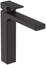 Смеситель для раковины Hansgrohe Vernis Shape 190, однорычажный, фиксированный излив, длина излива 18,1 см, керамический, латунь, цвет матовый черный, без донного клапана