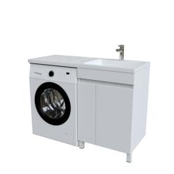 Тумба с раковиной IDDIS Optima Home, 1200х480х890 мм, напольная, 2 распашные дверцы, ВЛДСП, система плавного закрывания, прямоугольная, правосторонняя/умывальник (арт. 480120Ri28), с длинным крылом слева, прямоугольная, цвет белый